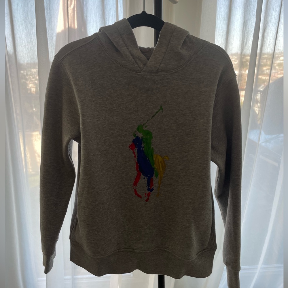 Kids RALPH LAUREN Gray Hoodie with Colorful Logo